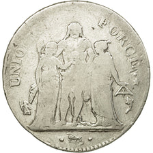 Moneda, Francia, Union et Force, 5 Francs, 1796, Paris, BC, Plata, KM:639.1