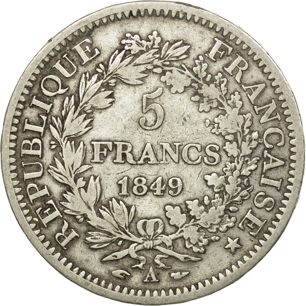Münze, Frankreich, Hercule, 5 Francs, 1849, Paris, S+, Silber, KM:756.1