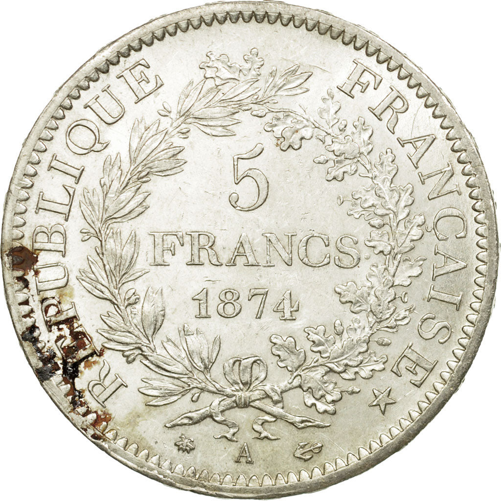 Moneta, Francia, Hercule, 5 Francs, 1874, Paris, SPL, Argento, KM:820.1