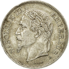 Coin, France, Napoleon III, 2 Francs, 1869, Paris, AU(50-53), Silver
