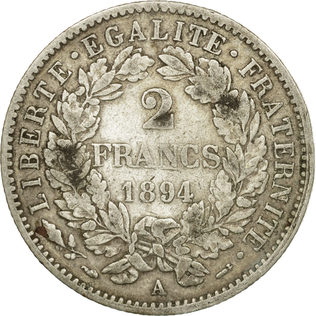 Monnaie, France, Cérès, 2 Francs, 1894, Paris, TB+, Argent, Gadoury:530a