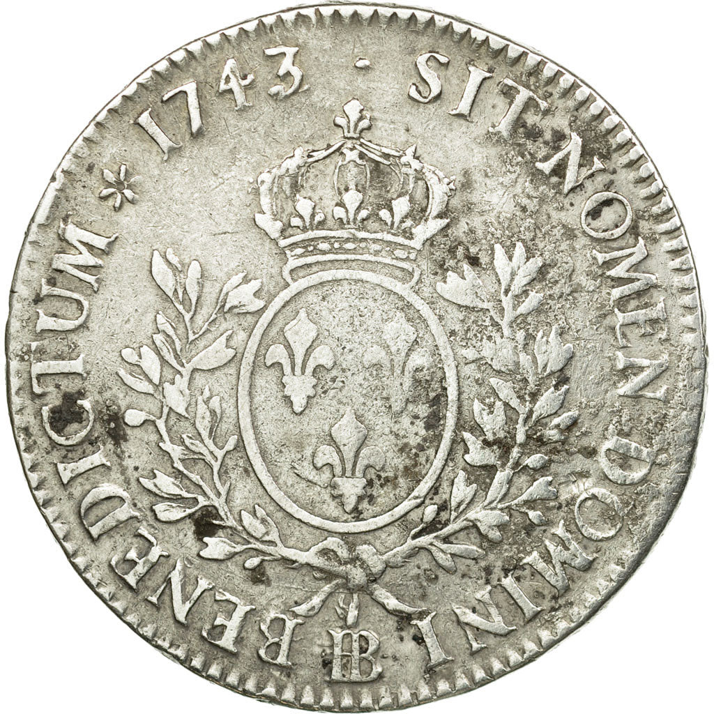 Coin, France, Louis XV, Écu au bandeau, Ecu, 1743, Strasbourg, VF(20-25)