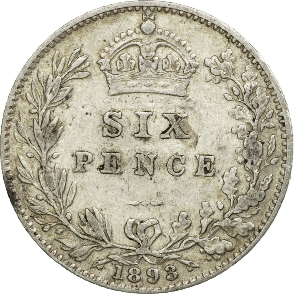 Coin, Great Britain, Victoria, 6 Pence, 1893, EF(40-45), Silver, KM:779