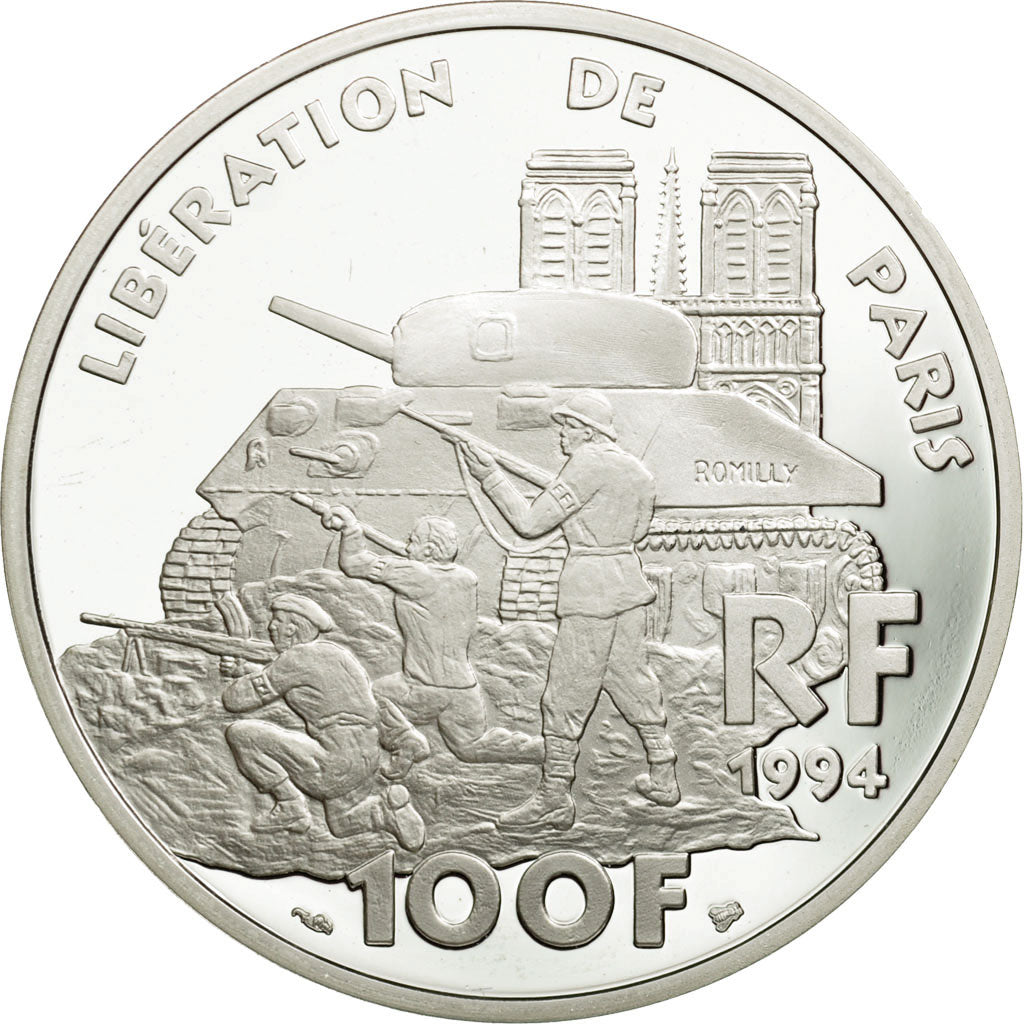 Coin, France, Libération de Paris, 100 Francs, 1994, ESSAI, MS(65-70), Silver