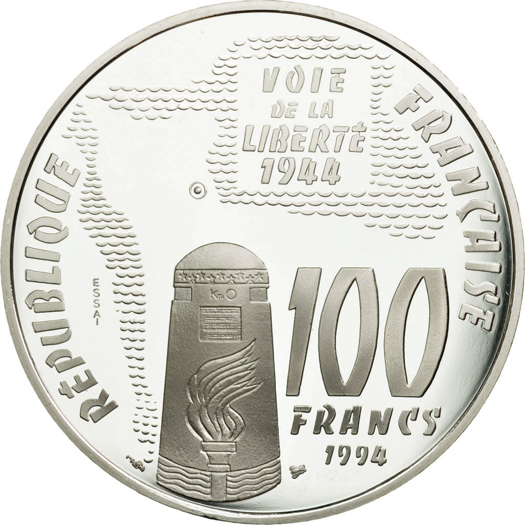 Moneta, Francia, Sainte-Mère-Eglise, 100 Francs, 1994, ESSAI, FDC, Argento