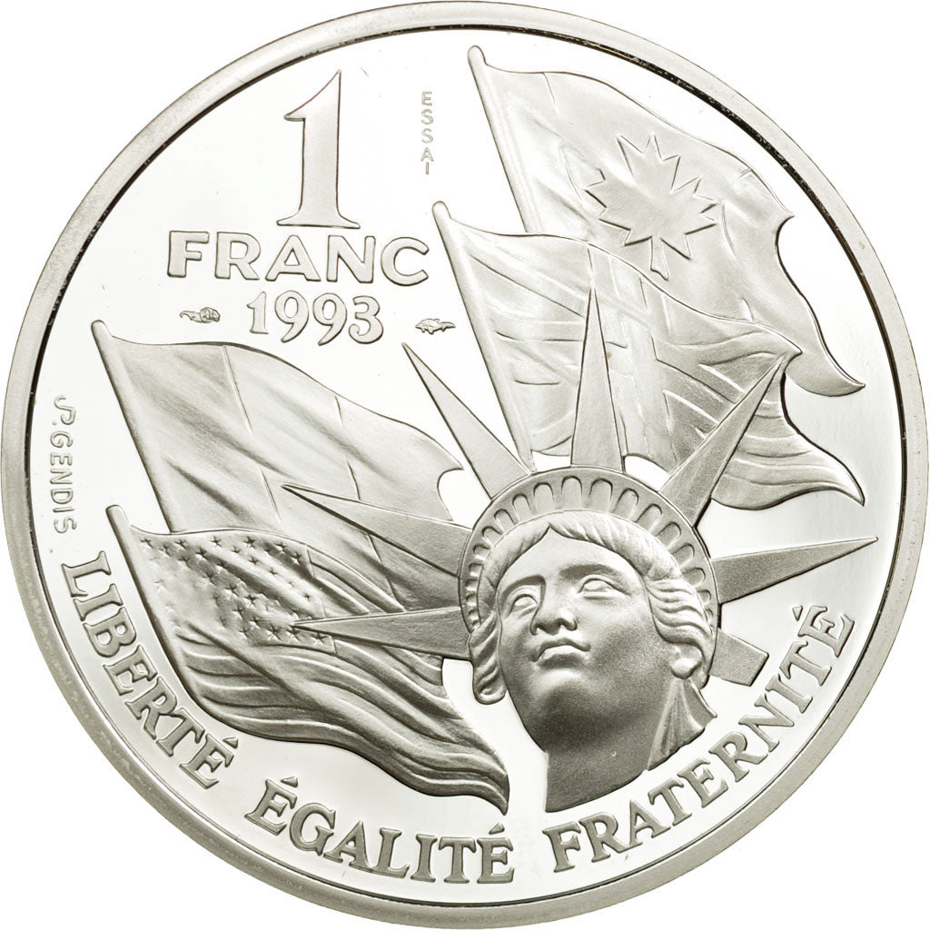 Coin, France, Débarquement de Normandie, Franc, 1993, ESSAI, MS(65-70), Silver