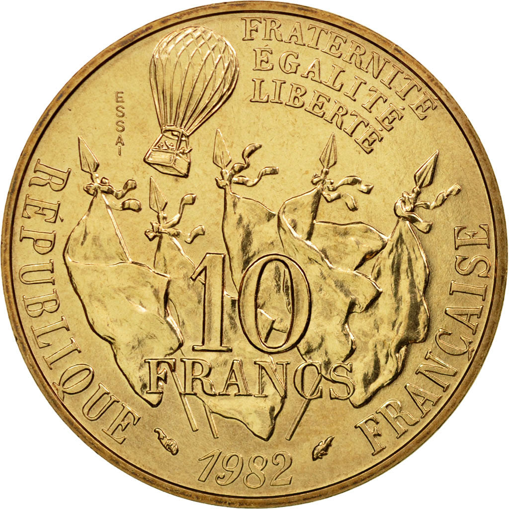 Coin, France, Gambetta, 10 Francs, 1982, ESSAI, MS(65-70), Copper-nickel
