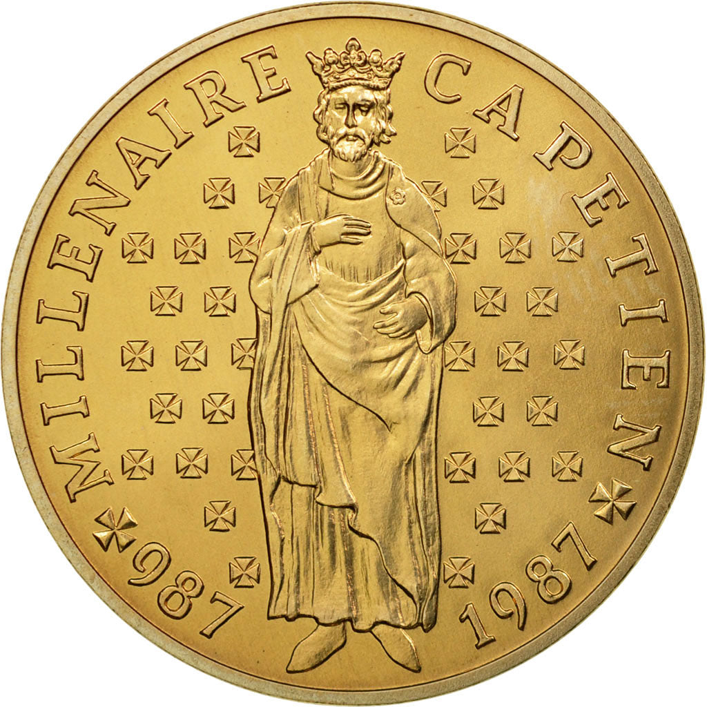 Coin, France, Hugues Capet, 10 Francs, 1987, ESSAI, MS(65-70), Nickel-Bronze
