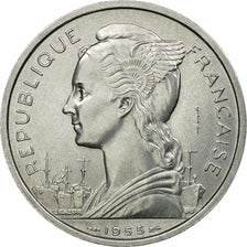 Moneda, La Reunión, 5 Francs, 1955, Paris, ESSAI, SC, Aluminio, KM:E5