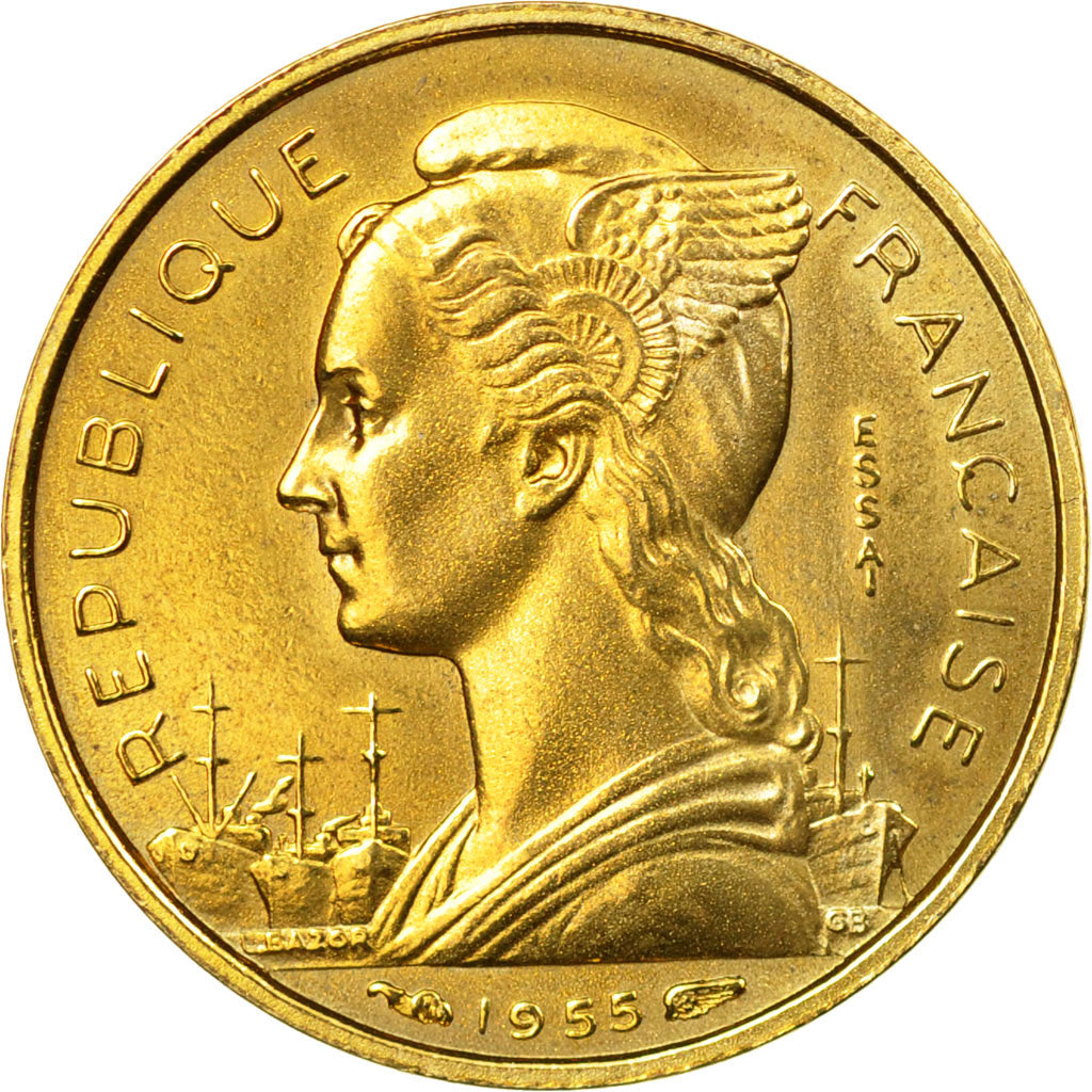 Coin, Réunion, 10 Francs, 1955, Paris, ESSAI, MS(63), Aluminum-Bronze, KM:E6