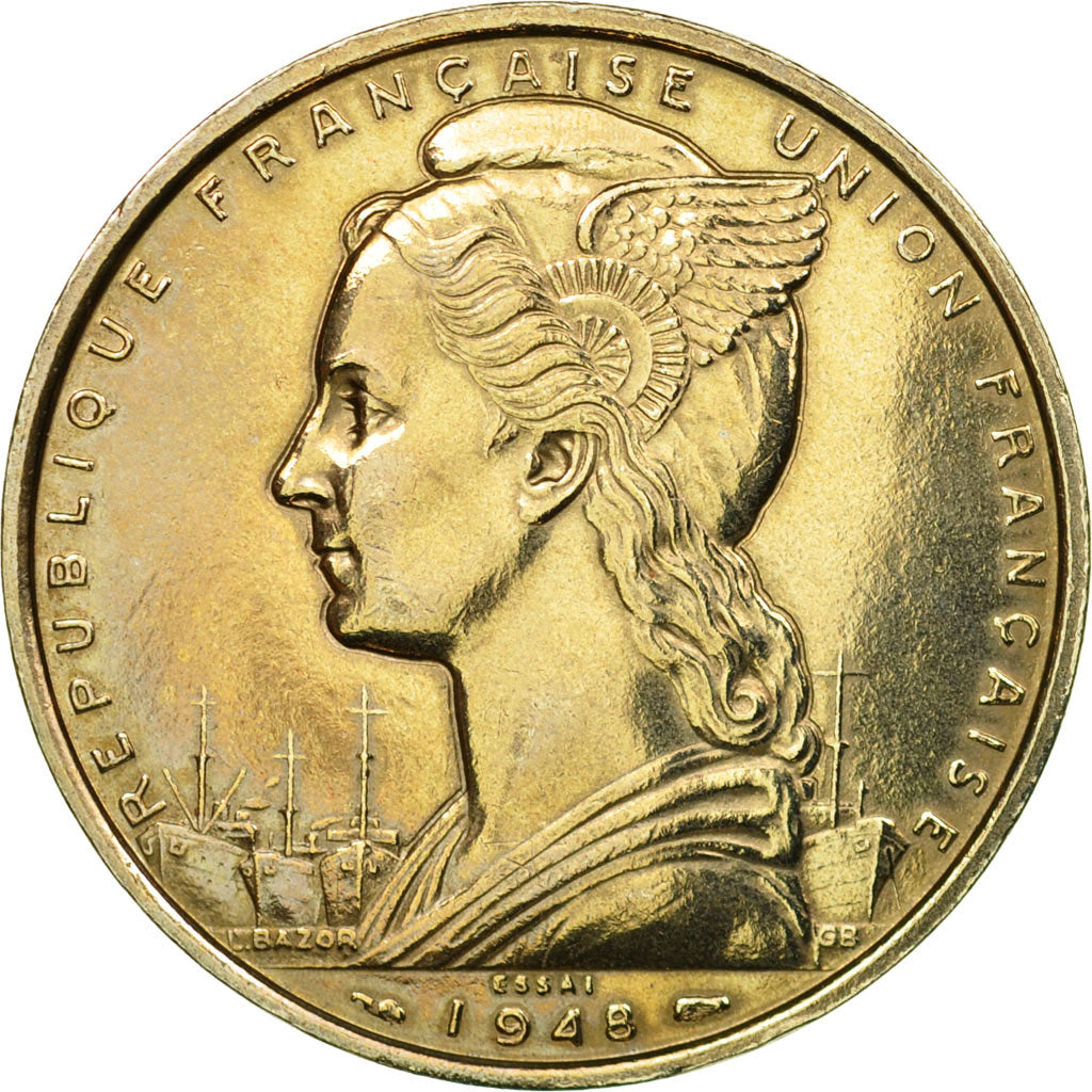 Coin, French Somaliland, 5 Francs, 1948, Paris, ESSAI, MS(60-62), Copper-nickel