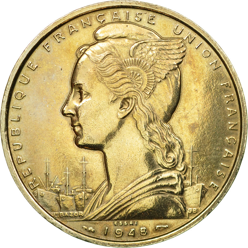 Coin, French Somaliland, 5 Francs, 1948, Paris, ESSAI, MS(60-62), Copper-nickel