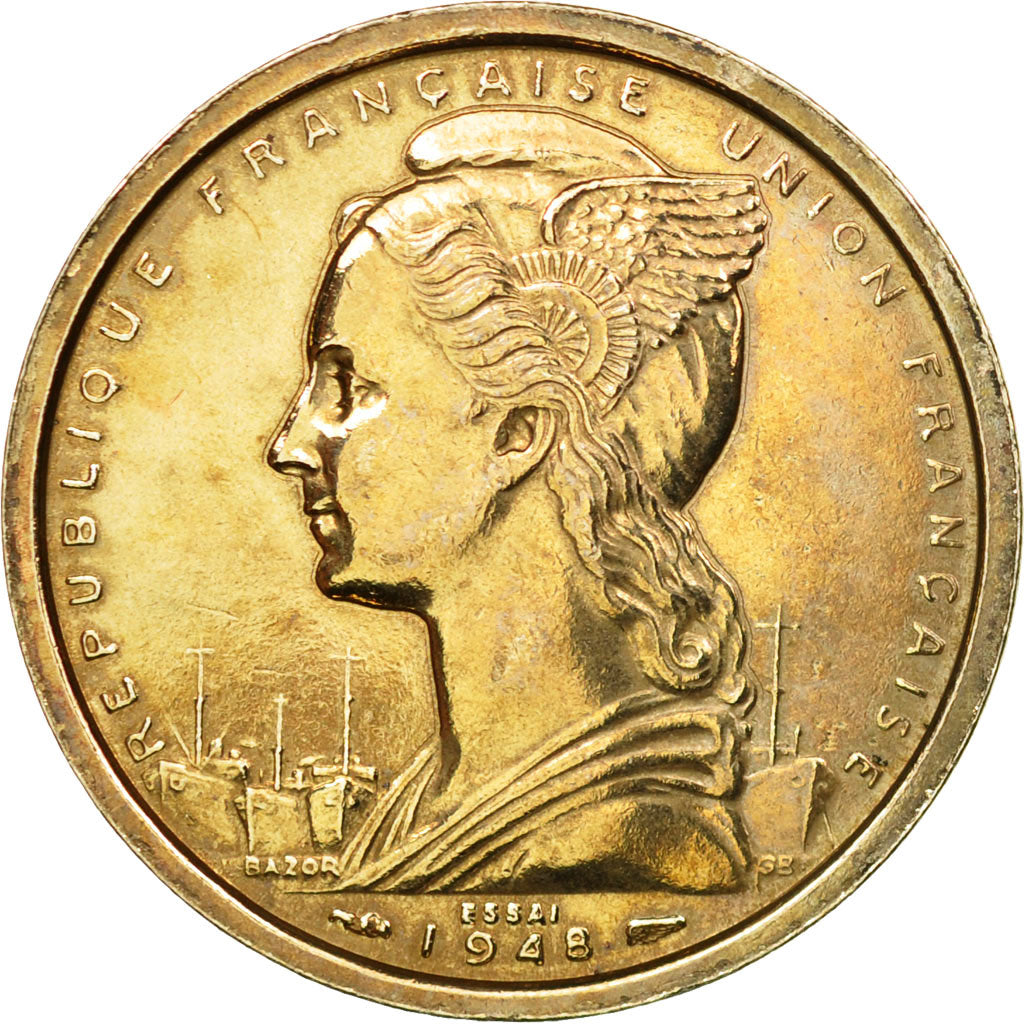 Coin, French Somaliland, 2 Francs, 1948, Paris, ESSAI, MS(60-62), Copper-nickel