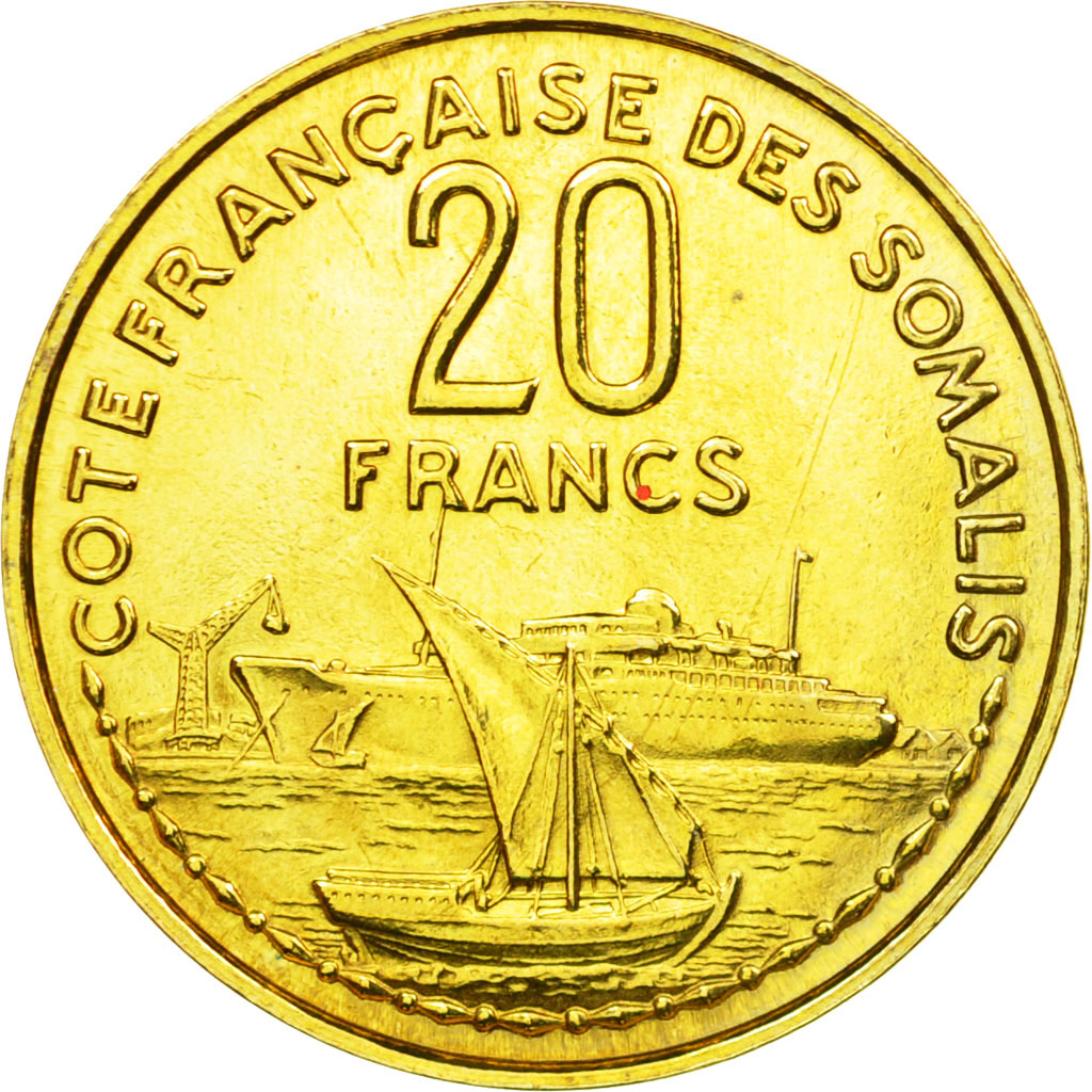 Coin, French Somaliland, 20 Francs, 1952, Paris, ESSAI, MS(60-62)