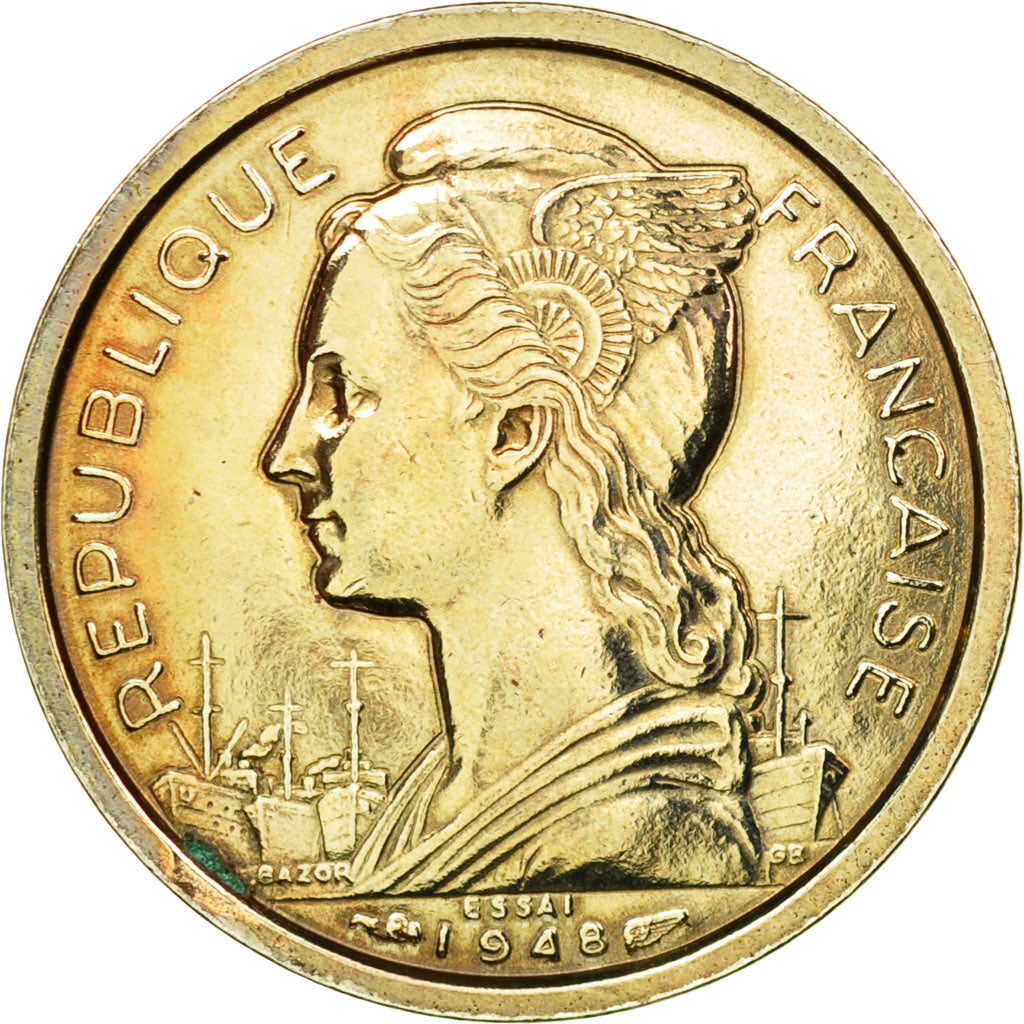 Coin, Réunion, Franc, 1948, Paris, ESSAI, MS(60-62), Copper-nickel, KM:E3