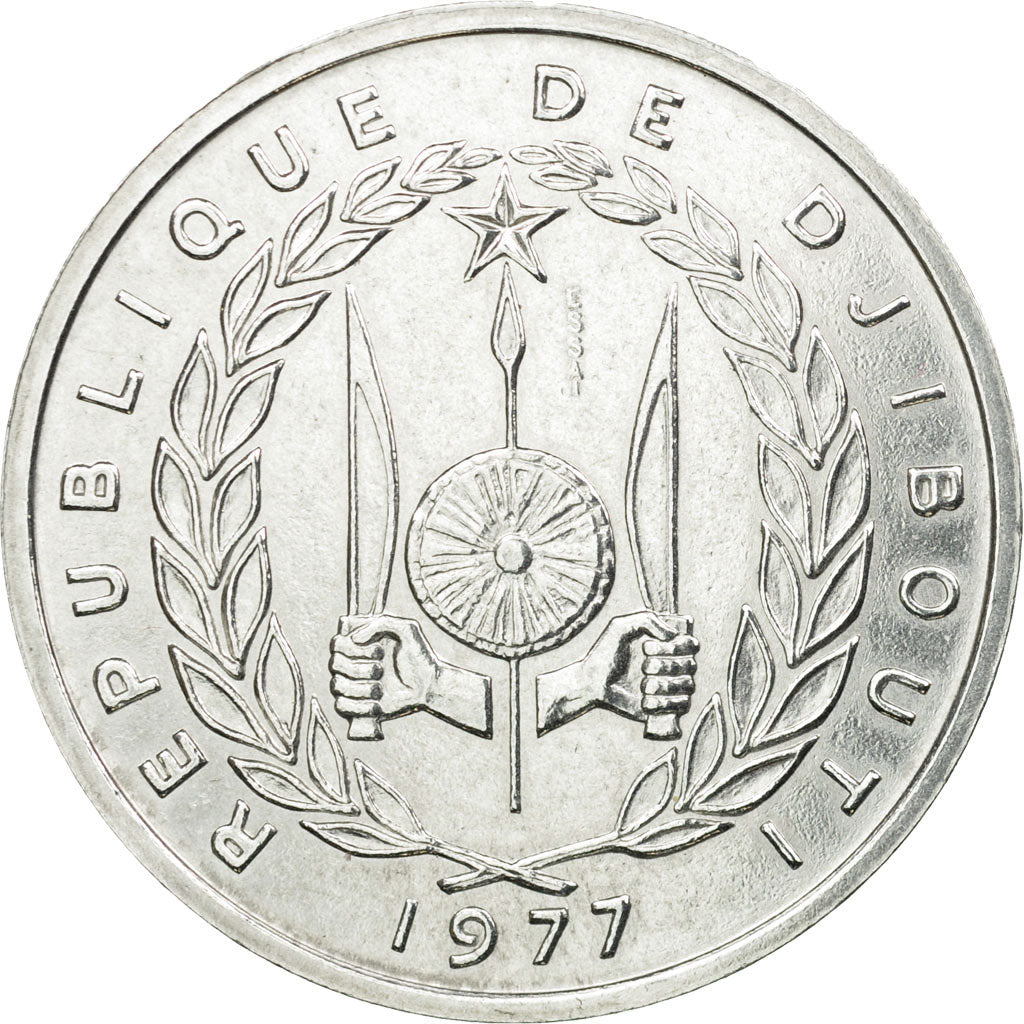 Coin, Djibouti, 5 Francs, 1977, Paris, ESSAI, MS(63), Aluminum, KM:E3