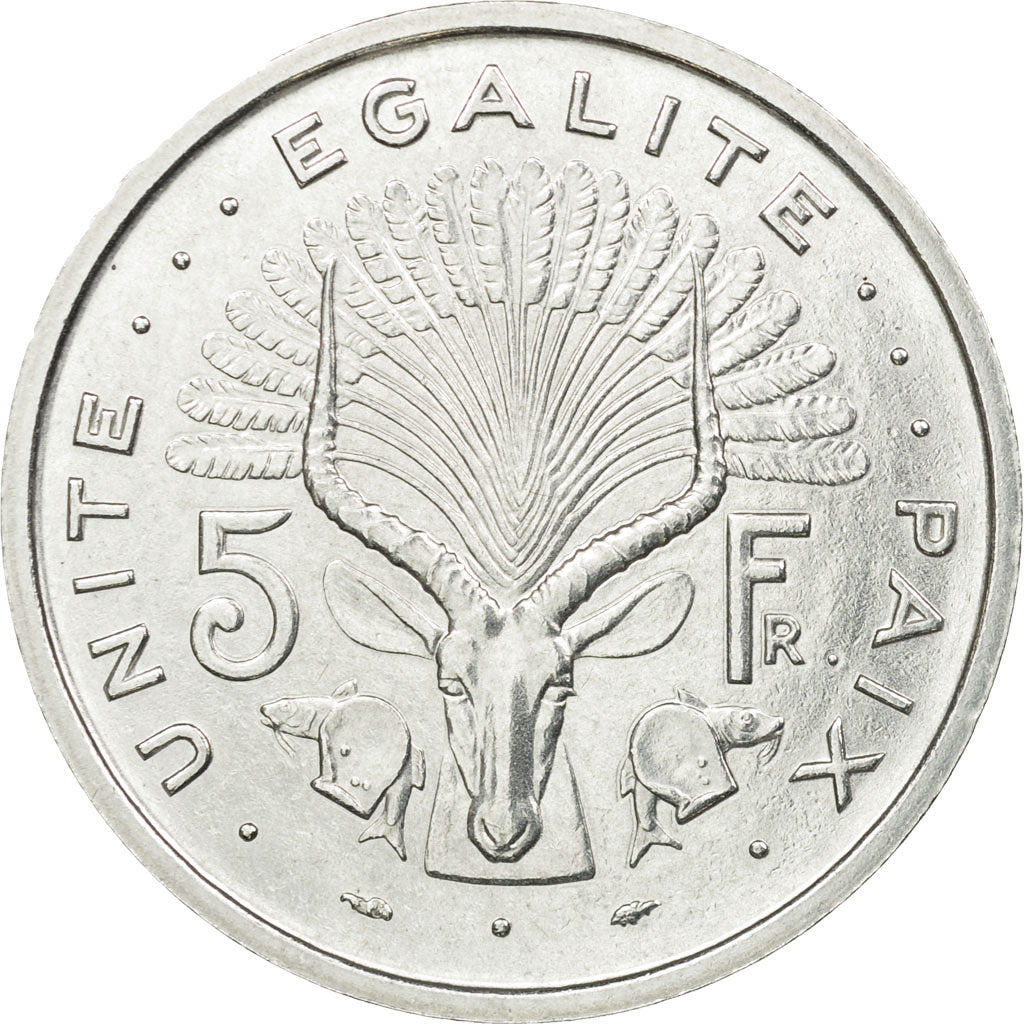 Coin, Djibouti, 5 Francs, 1977, Paris, ESSAI, MS(63), Aluminum, KM:E3