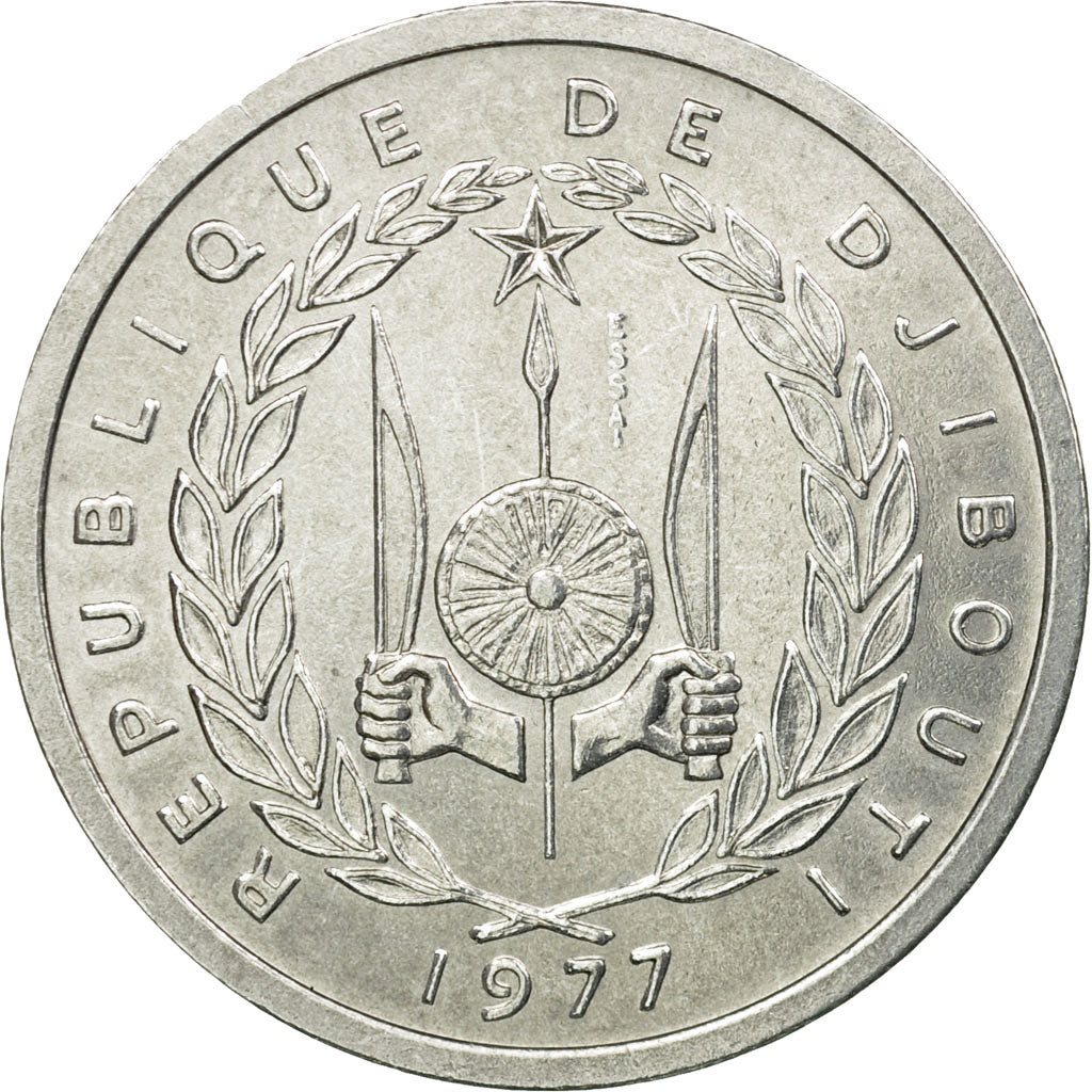Coin, Djibouti, 2 Francs, 1977, Paris, ESSAI, MS(63), Aluminum, KM:E2