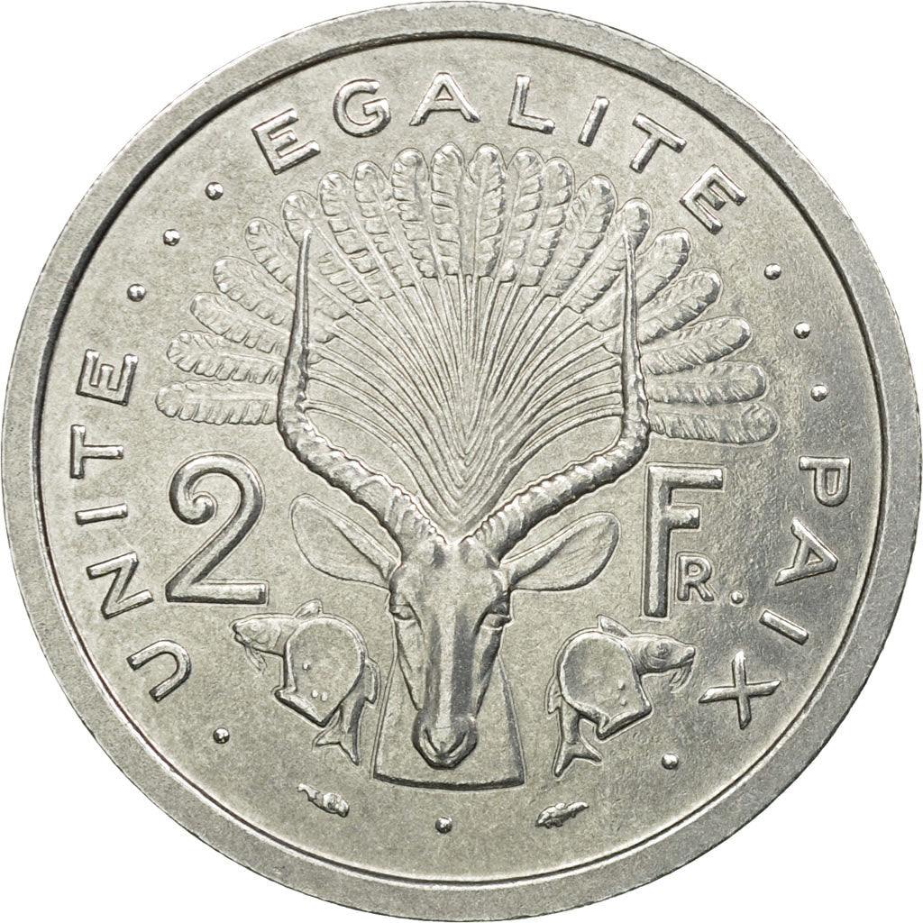Coin, Djibouti, 2 Francs, 1977, Paris, ESSAI, MS(63), Aluminum, KM:E2