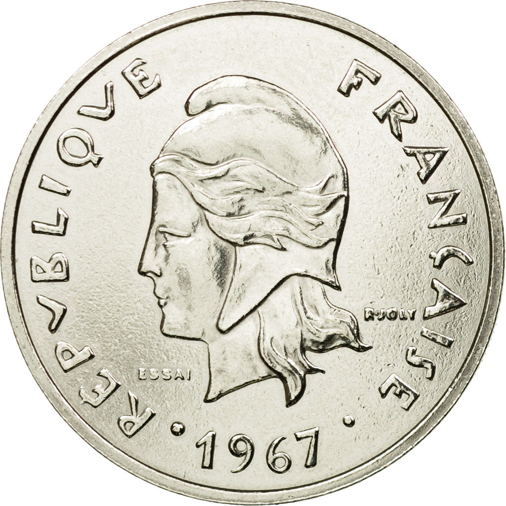 Coin, French Polynesia, 20 Francs, 1967, Paris, ESSAI, MS(60-62), Nickel, KM:E2