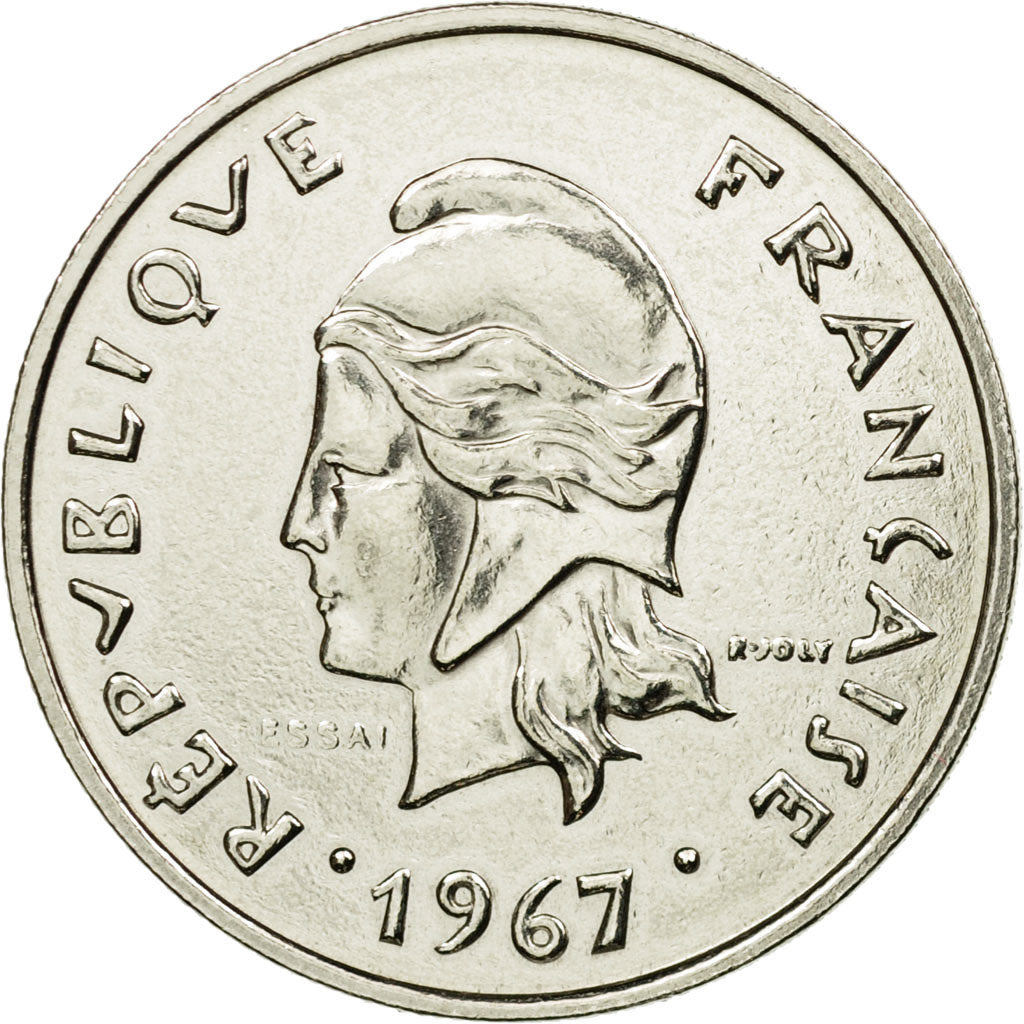 Munten, Frans Polynesië, 10 Francs, 1967, Paris, ESSAI, PR+, Nickel, KM:E1