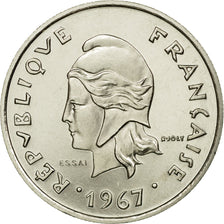 Moneta, Nuova Caledonia, 10 Francs, 1967, Paris, ESSAI, FDC, Nichel, KM:E11