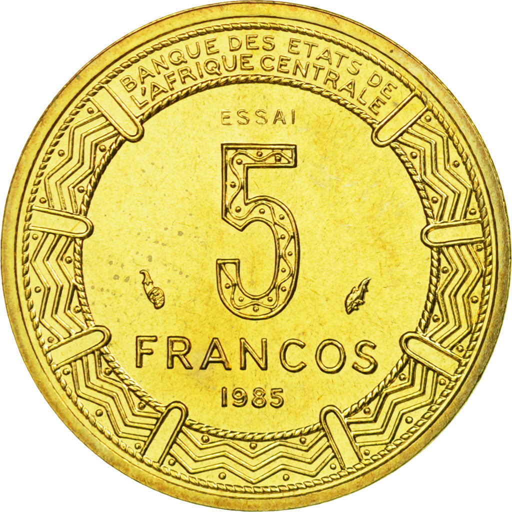 Coin, Equatorial Guinea, 5 Francos, 1985, Paris, ESSAI, MS(65-70)