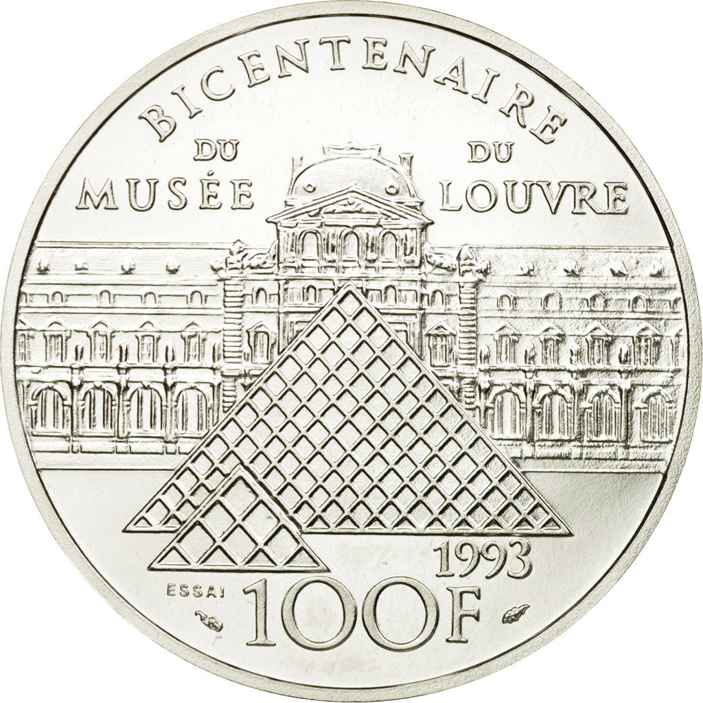 Coin, France, Mona Lisa, 100 Francs, 1993, ESSAI, MS(65-70), Silver, KM:1017