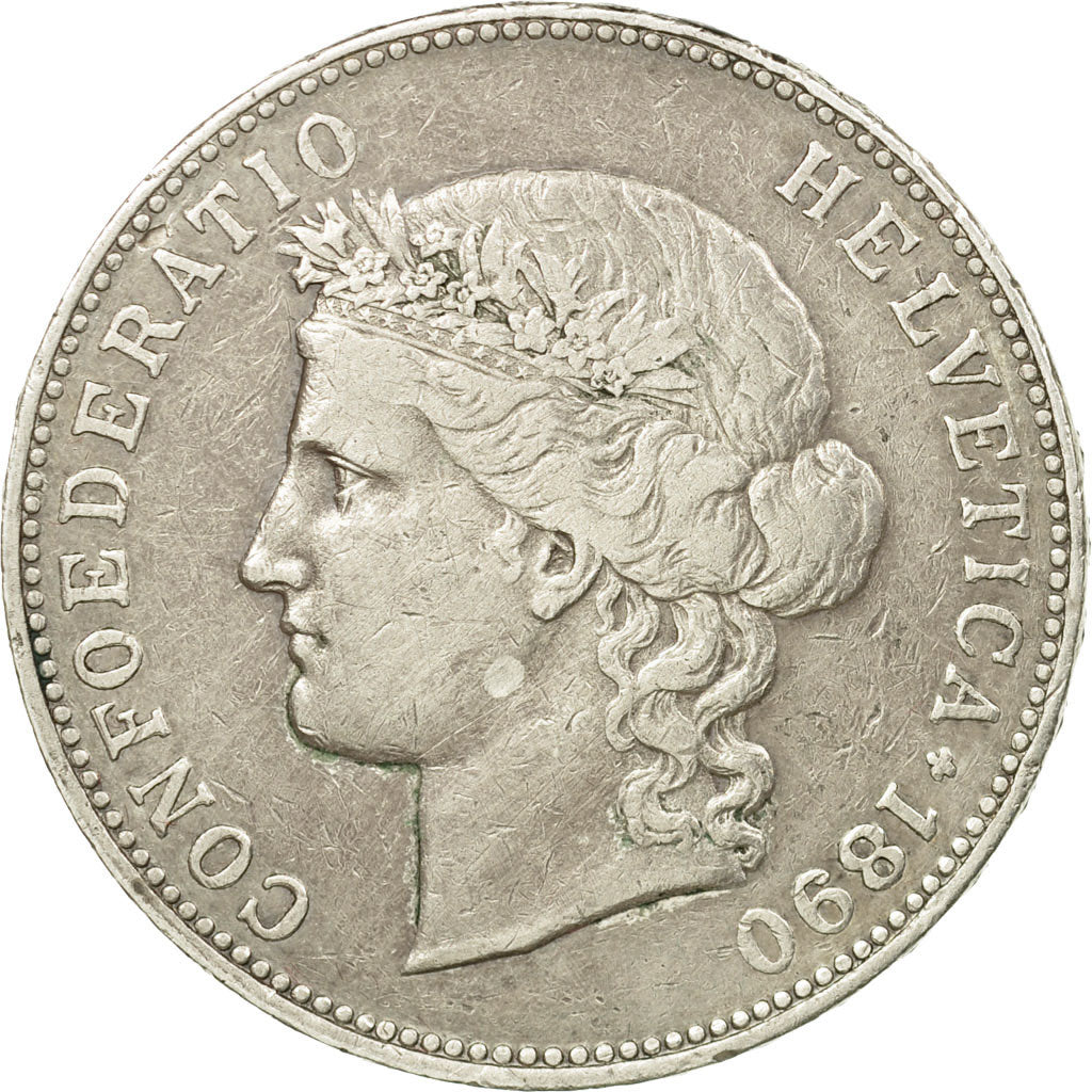 Monnaie, Suisse, Confédération Helvétique, 5 Francs, 1890, Bern, TTB, Argent
