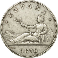 Moneda, España, Provisional Government, 5 Pesetas, 1870, Madrid, MBC, Plata