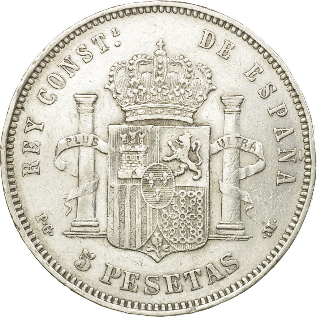 Moneta, Spagna, Alfonso XIII, 5 Pesetas, 1891, Madrid, MB+, Argento, KM:689