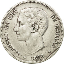Coin, Spain, Alfonso XII, 5 Pesetas, 1876, Madrid, VF(20-25), Silver, KM:671