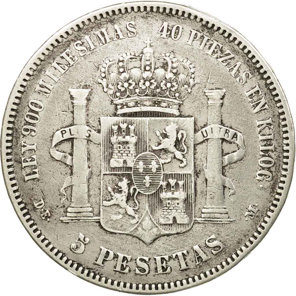 Coin, Spain, Alfonso XII, 5 Pesetas, 1876, Madrid, VF(20-25), Silver, KM:671