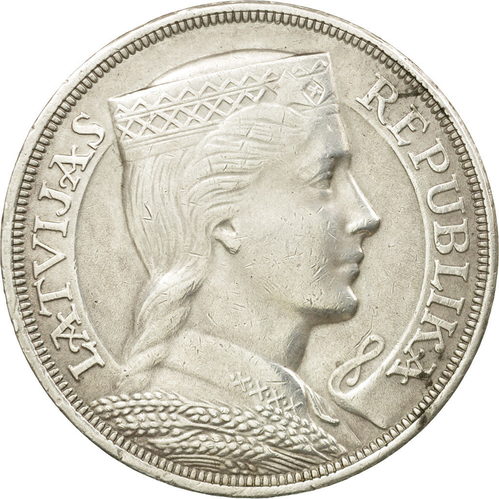 Coin, Latvia, 5 Lati, 1929, AU(50-53), Silver, KM:9