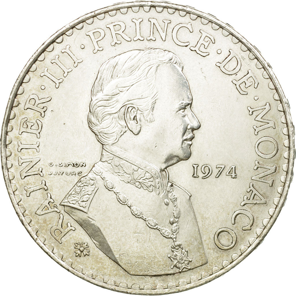 Münze, Monaco, Rainier III, 50 Francs, 1974, Paris, VZ, Silber, KM:152.1
