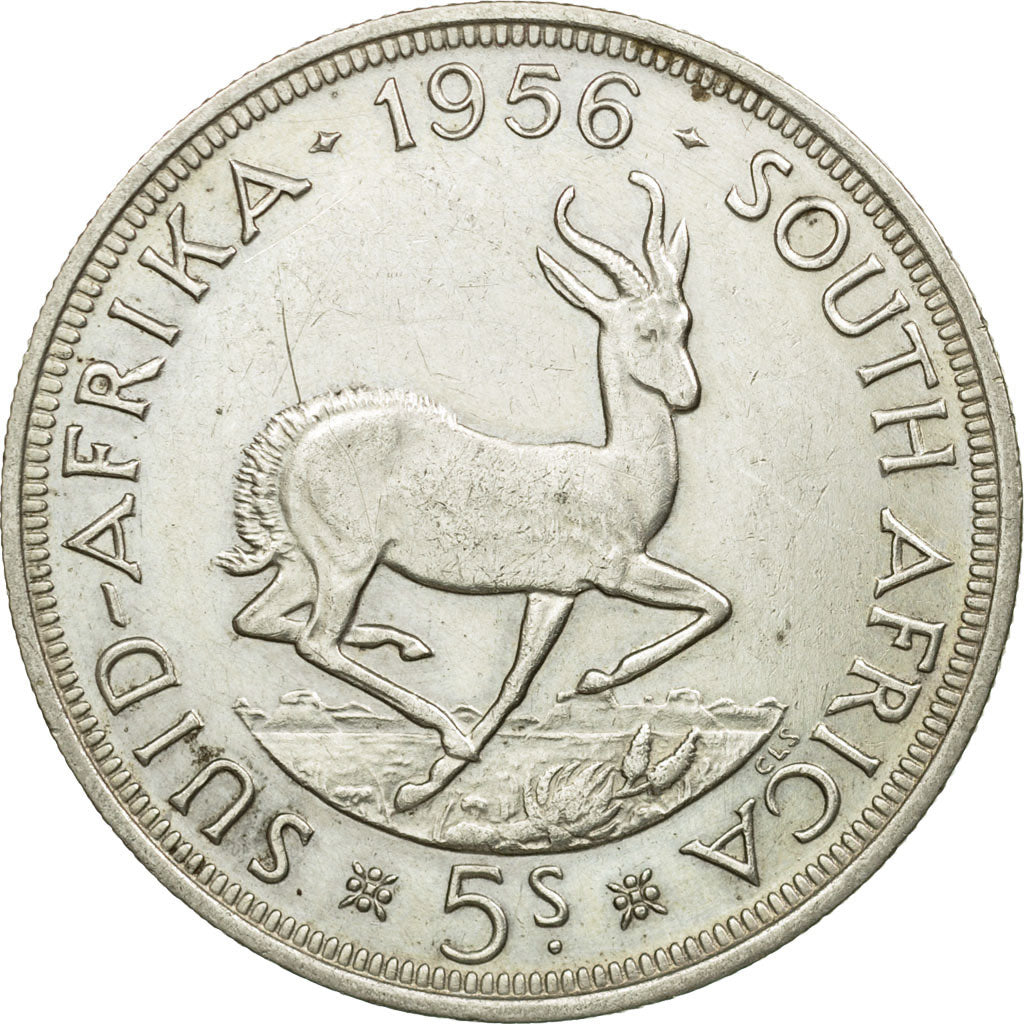 Coin, South Africa, Elizabeth II, 5 Shillings, 1956, EF(40-45), Silver, KM:52