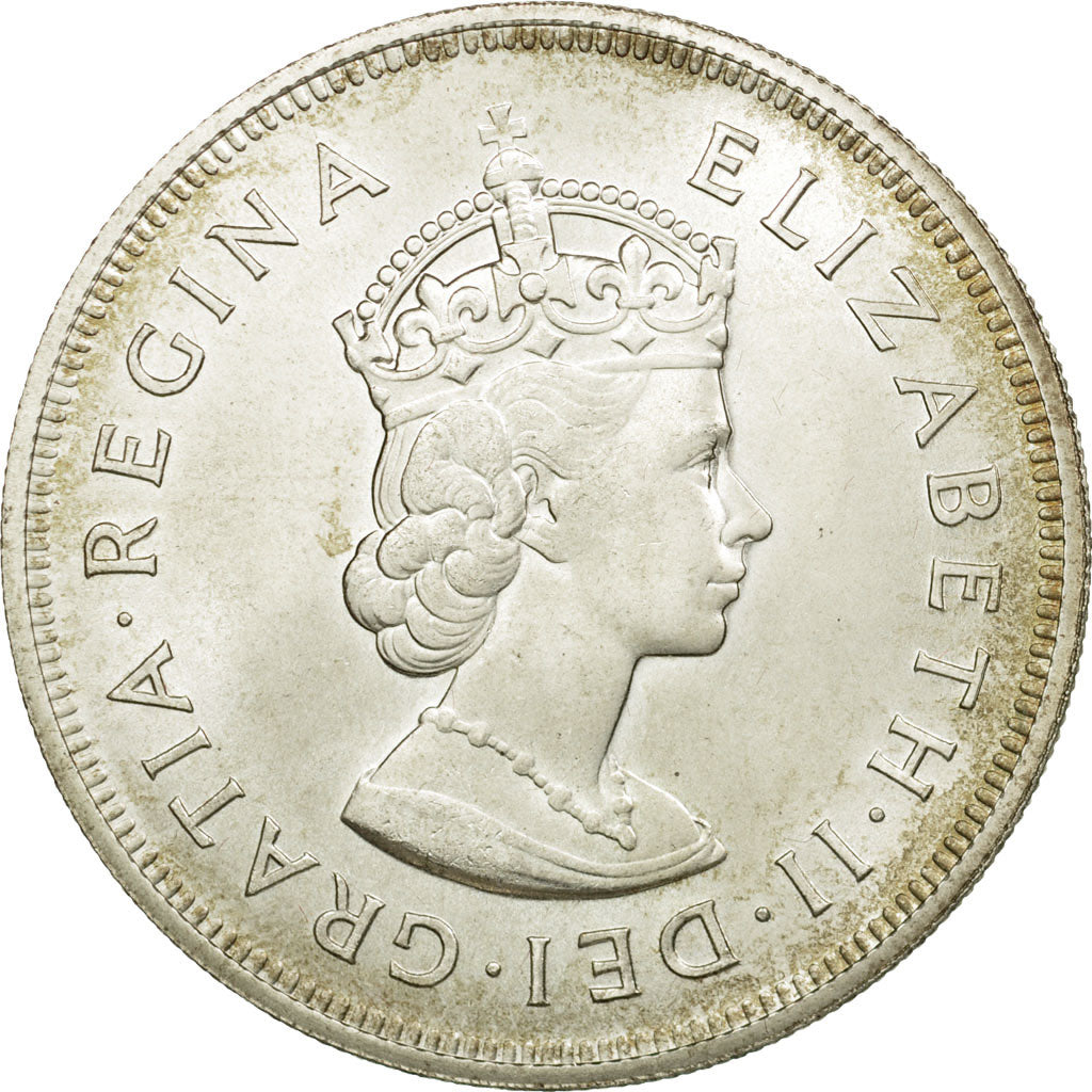 Coin, Bermuda, Elizabeth II, Crown, 1959, British Royal Mint, MS(60-62), Silver