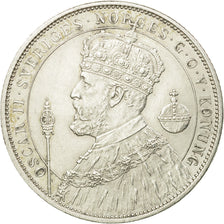 Coin, Sweden, Oscar II, 2 Kronor, 1897, MS(60-62), Silver, KM:762