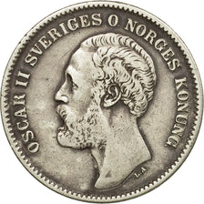 Coin, Sweden, Oscar II, 2 Kronor, 1876, EF(40-45), Silver, KM:742