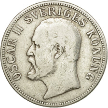 Coin, Sweden, Oscar II, 2 Kronor, 1907, VF(20-25), Silver, KM:773