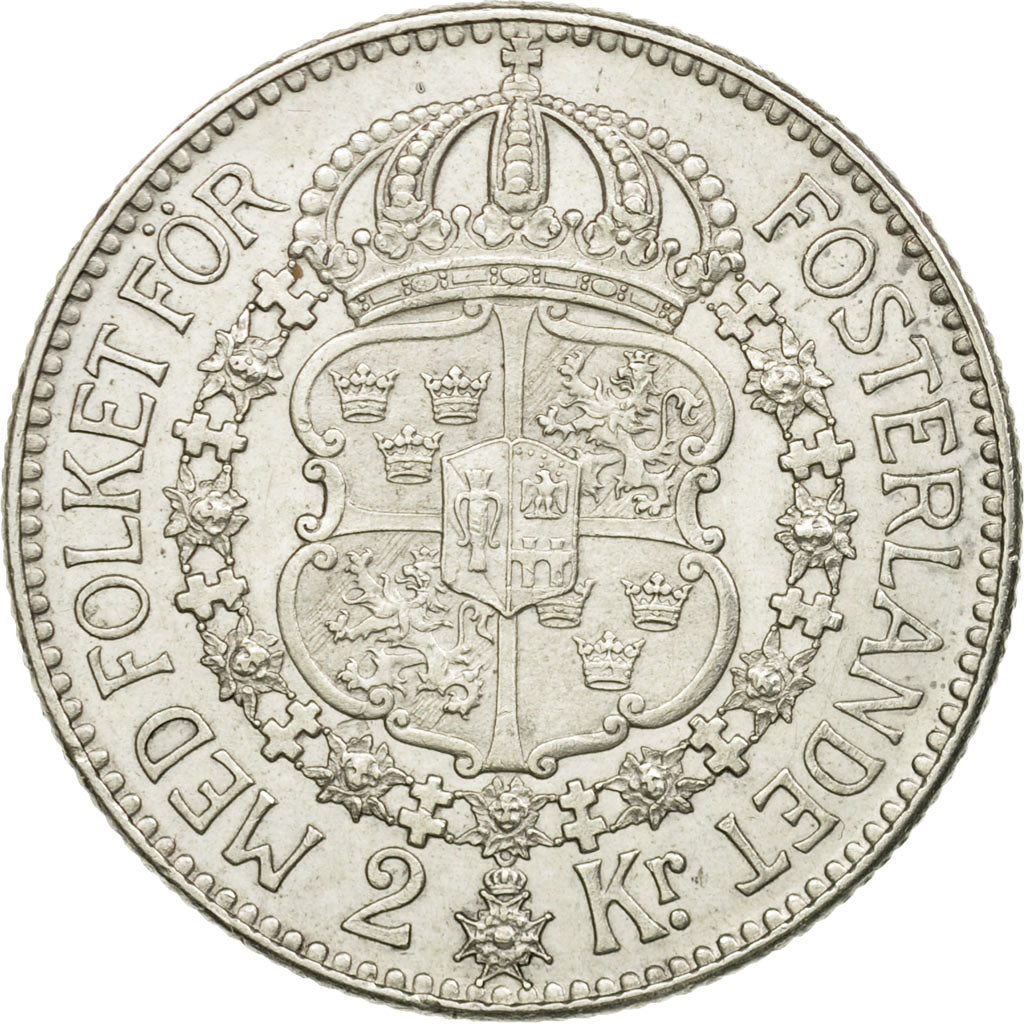 Coin, Sweden, Gustaf V, 2 Kronor, 1910, AU(55-58), Silver, KM:787