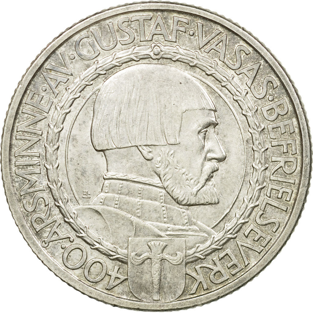 Coin, Sweden, Gustaf V, 2 Kronor, 1921, MS(63), Silver, KM:799