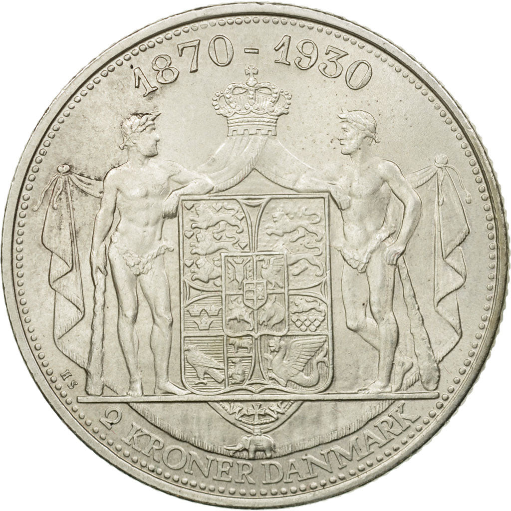 Coin, Denmark, Christian X, 2 Kroner, 1930, Copenhagen, AU(55-58), Silver, KM:3
