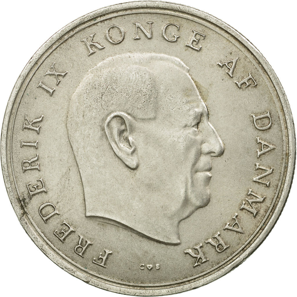 Coin, Denmark, Frederik IX, 10 Kroner, 1967, Copenhagen, AU(55-58), Silver