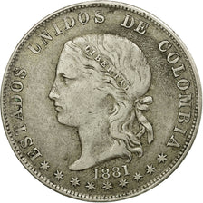 Münze, Kolumbien, 5 Decimos, 1881, Medellin, S+, Silber, KM:161.1