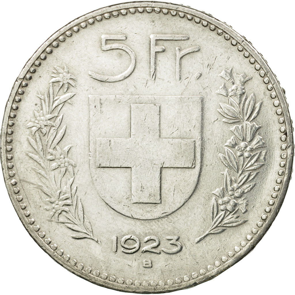 Coin, Switzerland, 5 Francs, 1923, Bern, EF(40-45), Silver, KM:37