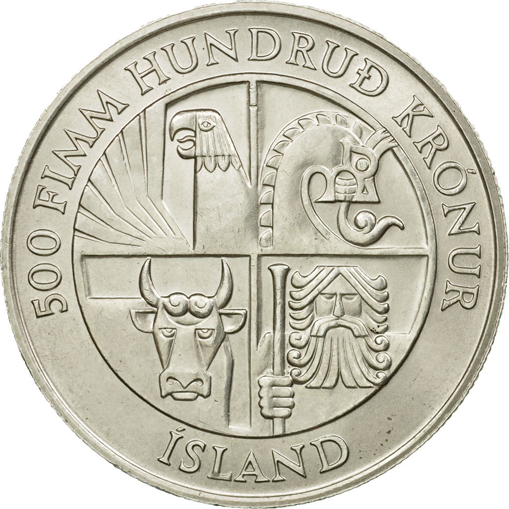Coin, Iceland, 500 Kronur, 1974, MS(60-62), Silver, KM:20