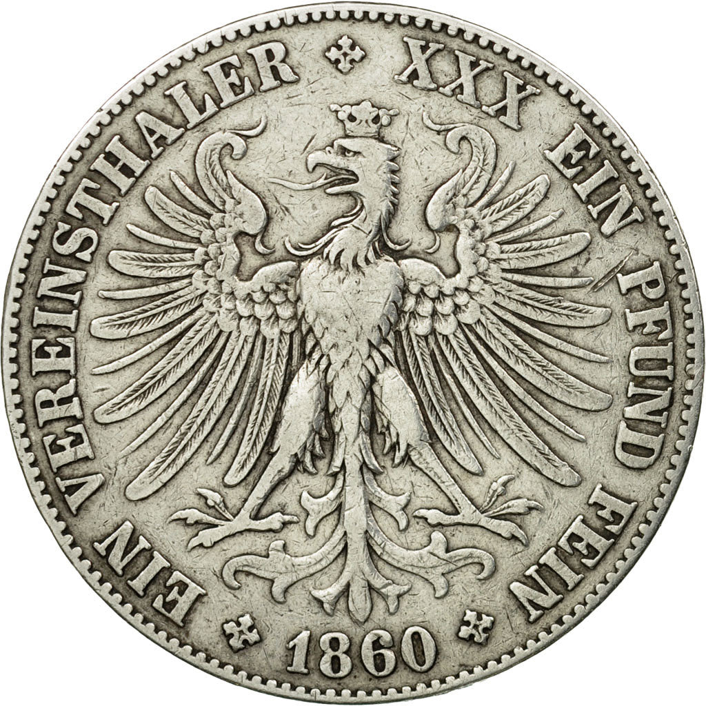 Coin, German States, FRANKFURT AM MAIN, Thaler, 1860, Frankfurt, VF(30-35)