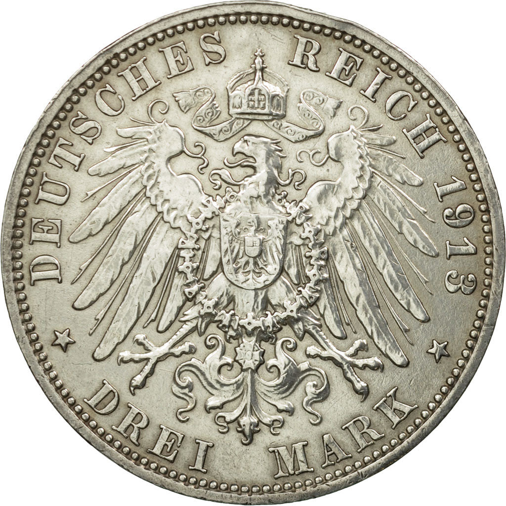 Coin, German States, SAXONY-ALBERTINE, Friedrich August III, 3 Mark, 1913