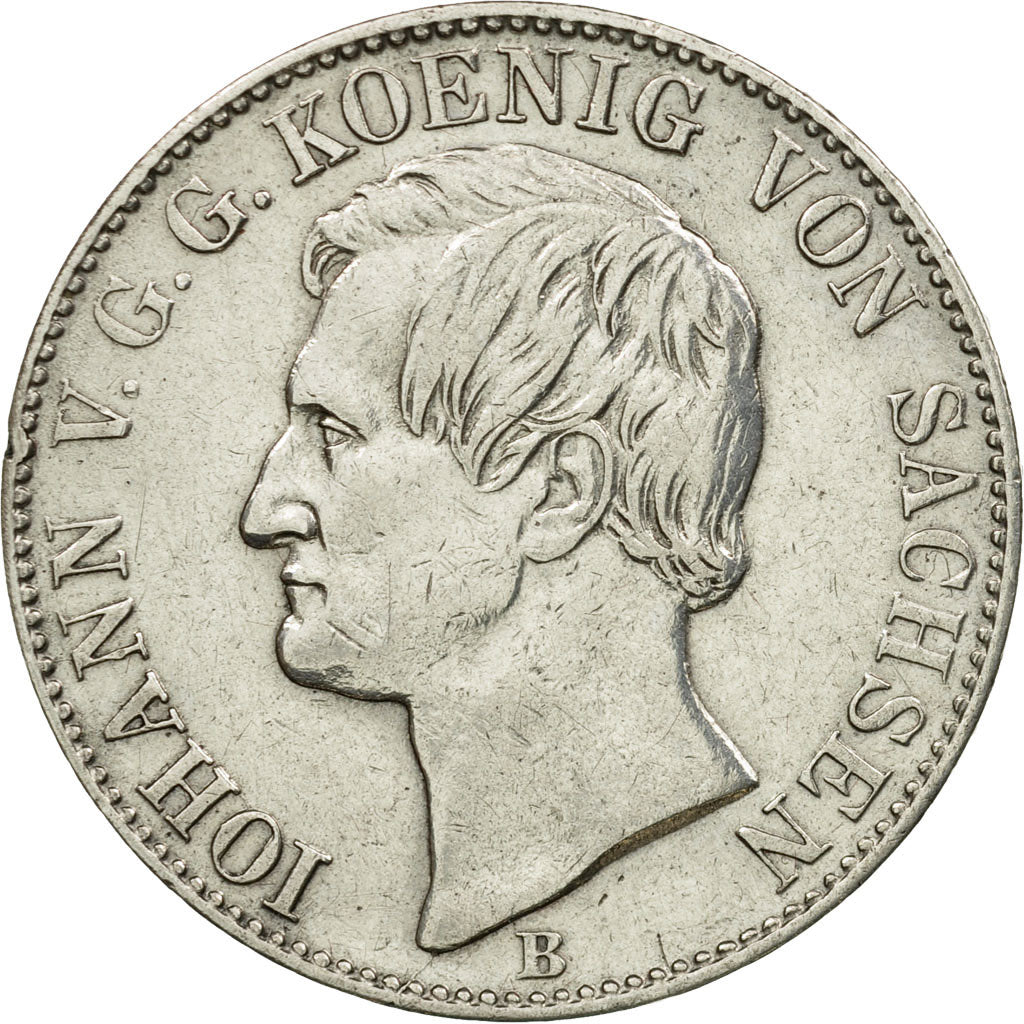 Coin, German States, SAXONY-ALBERTINE, Johann, Thaler, 1860, Dresden, AU(50-53)